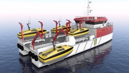Fleet of Ocean Infinity C-Worker-8 Vehicles on MV Offshore Guardian